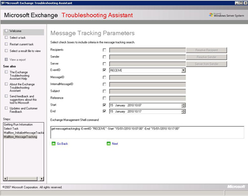 exchange troubleshooting