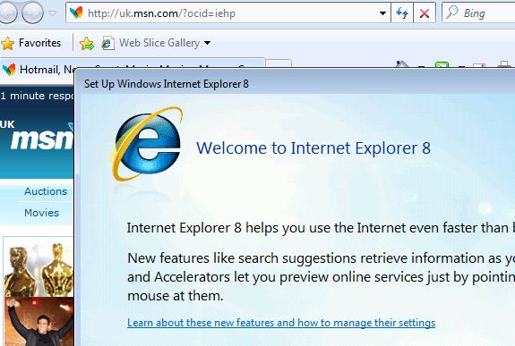 disable ie welcome