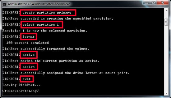 diskpart active partition