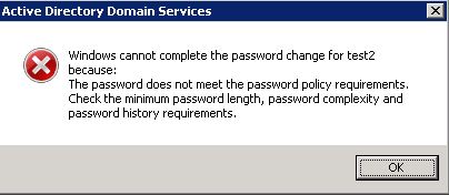 password does not meet complexity