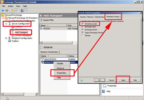 Receive Connector permissions