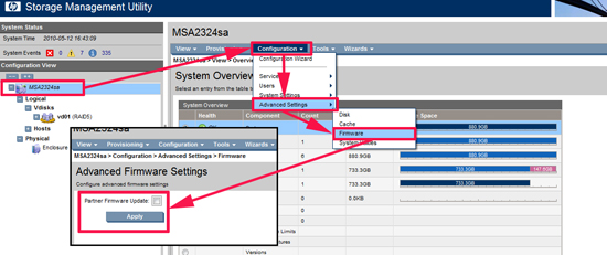 HP MSA Manager