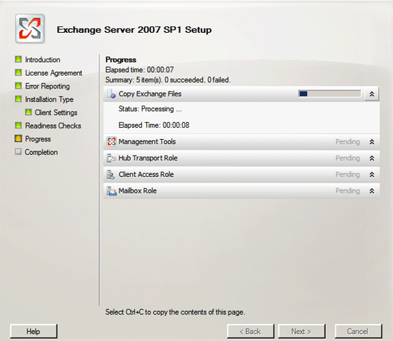 exchange 2007 setup