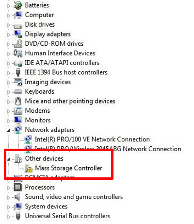 warning in device manager
