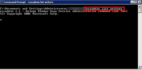 vssadmin list writers