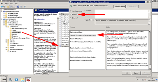 Force Aero With Group Policy