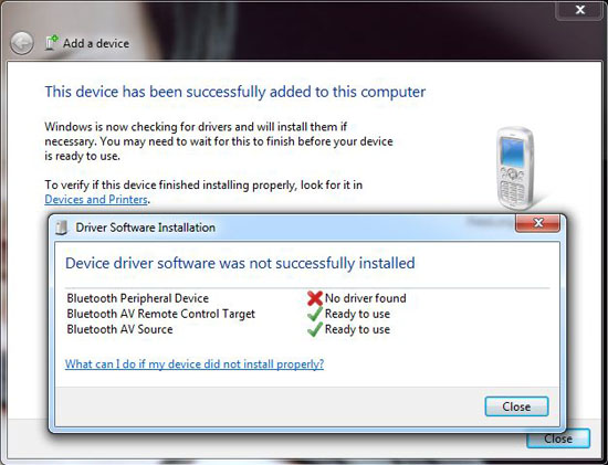 bluetooth no driver found