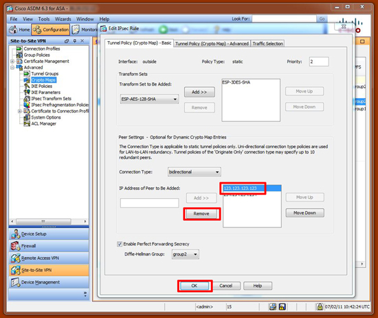 Delete IP form Crypto Map