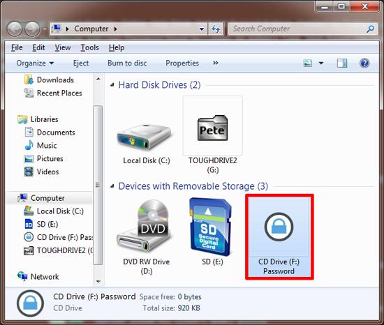 password cd drive