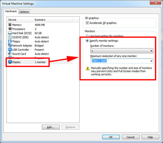 VM Monitor Settings