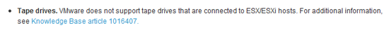 vsphere tape drive support