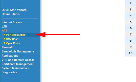 nat port redirection setup