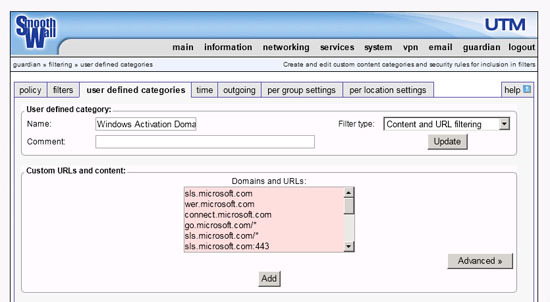 Content and URL filtering