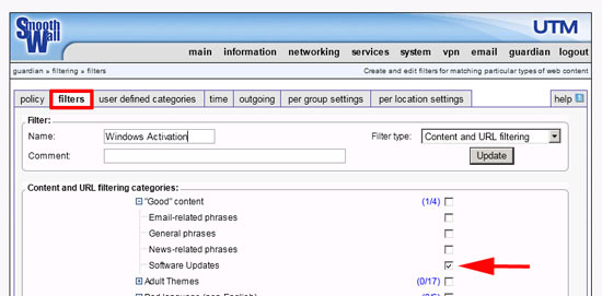 allow updates through firewall