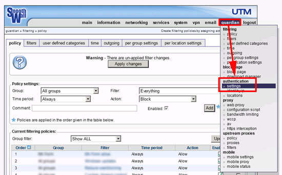 smoothwall authentication