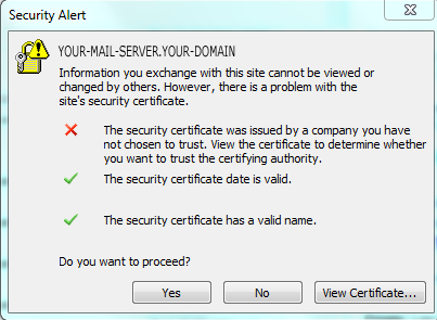 The security certificate was issued by a company you have no chosen to trust