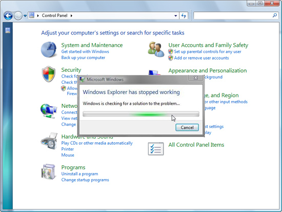 Windows Explorer has stopped working