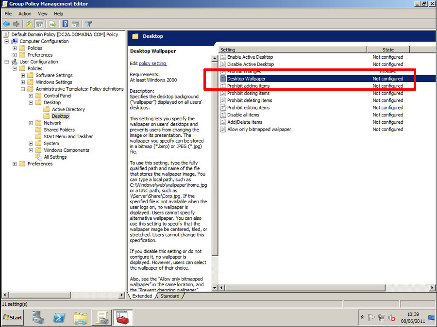 Prevent Users changing Desktop Wallpaper with Group Policy