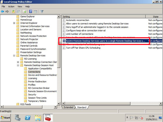Remote Desktop multiple logons group policy