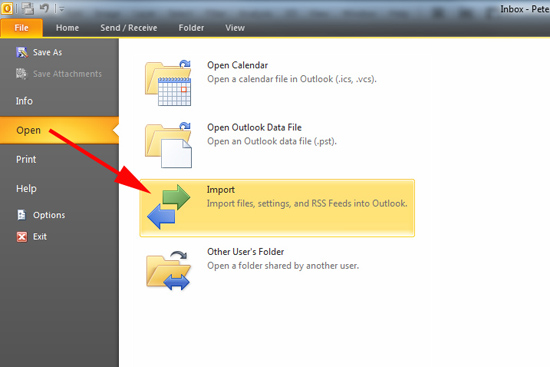import/export form microsoft outlook