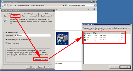 additionl printer drivers