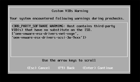 Custom VIB error