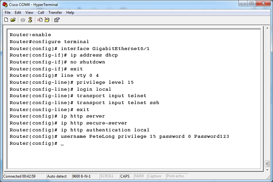 hypertemrinal to router