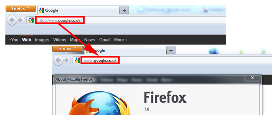 firefox 7 url short