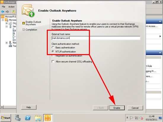 enable outlook anywhere