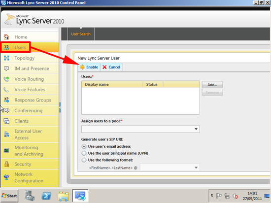 Lync Enable Users