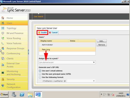 Lync Assign Users to Pool