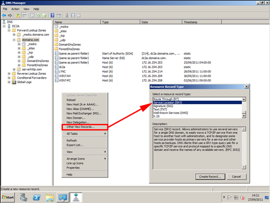 DNS Create SRV