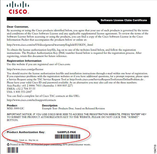Cisco PAK