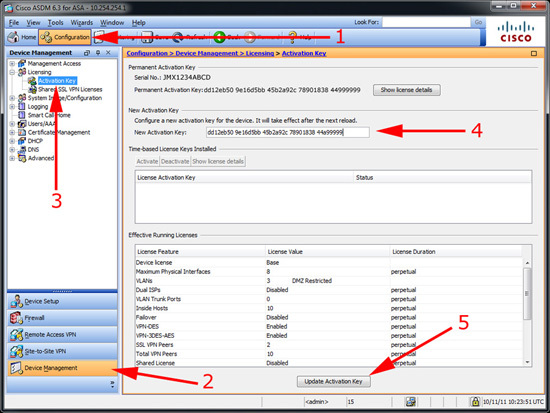 Cisco ASDM adding licences