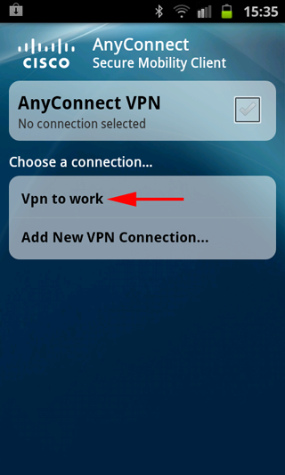 android anyconnect start connection