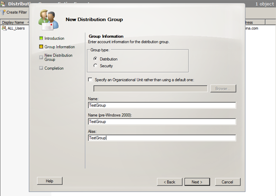 create distribution group alias