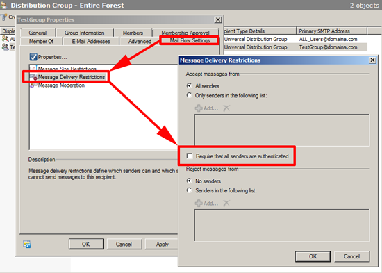 distribution group allow external