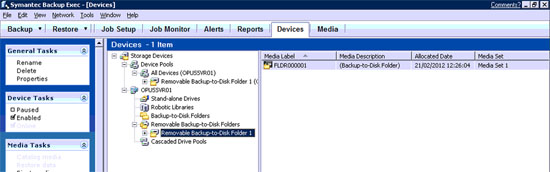 Configure Removable Backup to Disk Folder