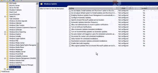WSUS GPO Settings