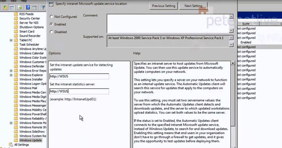 WSUS Group Policy Settings