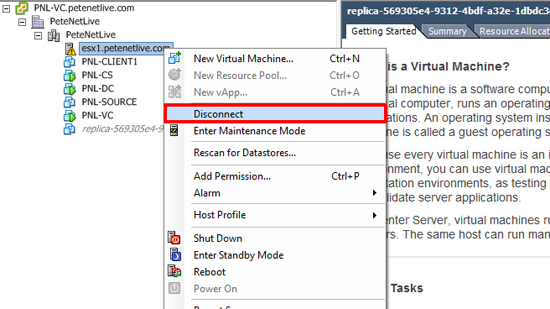 VMware Disconnect Host