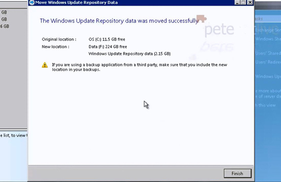 Windows SBS 2008 Move Update Repository