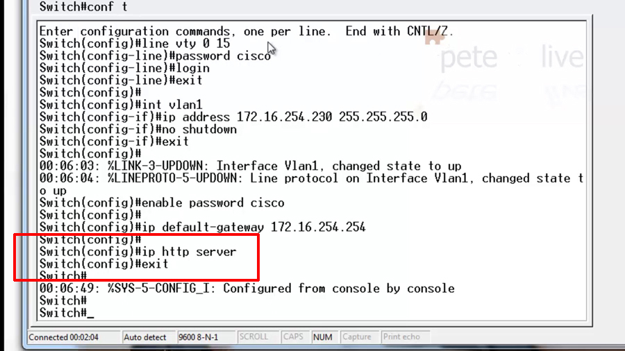 Cisco Catalyst Switches Set a Management IP and Allow and Web