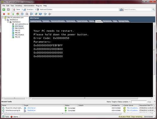 ESX Server 2012 Error