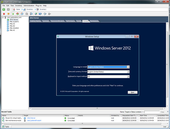 Server 2012 Running on ESX