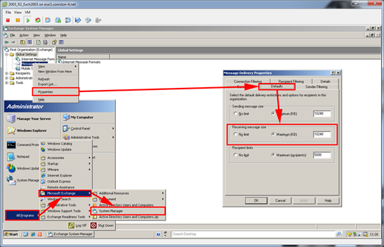 Exchange Message Receive Limit