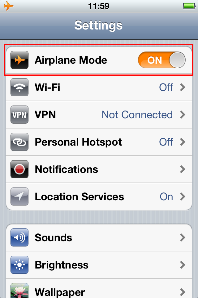 Disable Mobile Data