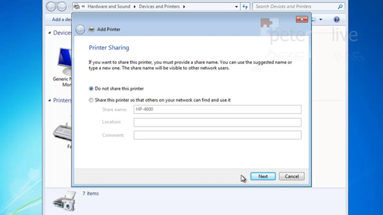 Windows 7 Printer Sharing