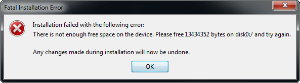 There is not enough free space on the device