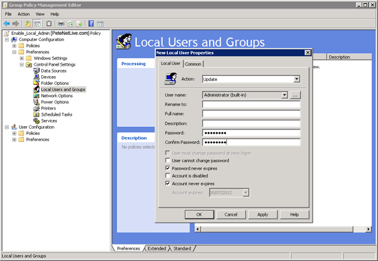 Group Policy Change local administrators password